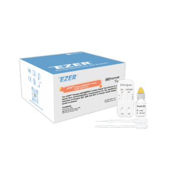 EZER™ Dengue rapid test device showing IgG, IgM, and NS1 detection for comprehensive Dengue diagnosis