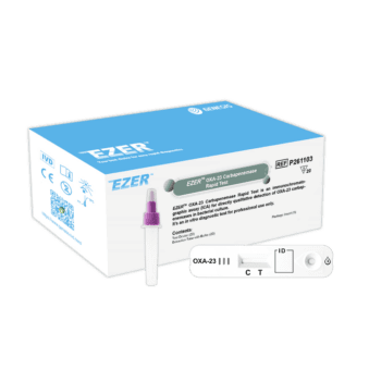 EZER™ Carbapenemase Rapid Test detecting NDM, KPC, OXA-48, IMP, and VIM enzymes from bacterial colonies